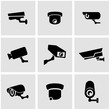 Vector black security camera icon set. Security Camera Icon Object, Security Camera Icon Picture, Security Camera Icon Image - stock vector