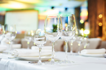 Sticker - restaurant catering table with glassware 