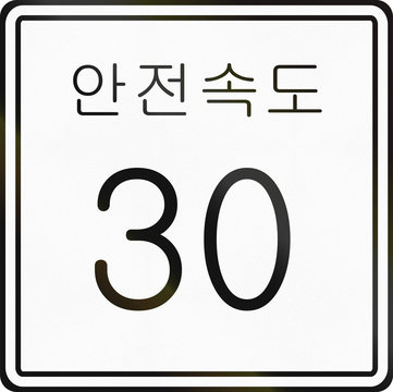 Korean Traffic Sign - Safe Speed 30 kmh