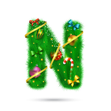Fir tree decorative letter.