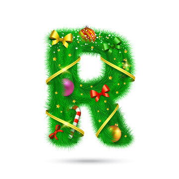 Fir tree decorative letter.
