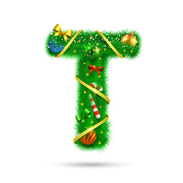 Fir tree decorative letter.