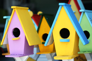 Poster - colorful bird house.