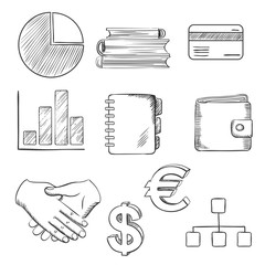 Aufkleber - Business and financial sketched icons