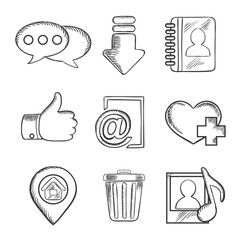 Poster - Multimedia and social media sketched icons