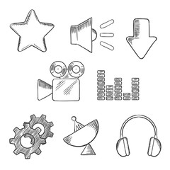 Aufkleber - Media and sound sketched icons set