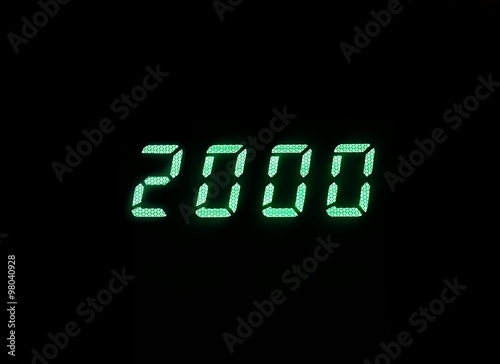 Fotografia Horizontal green digital 2000 millenium display clock memories b