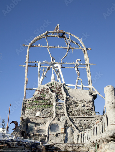Fényképezés Detail of sculpture and structure at Thunder Mountain, Nevada, U