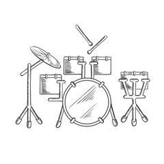 Wall Mural - Sketch of drum set with traditional kit