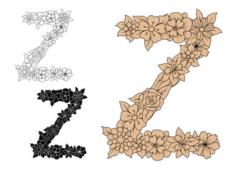 Poster - Vintage elegant floral capital letter Z