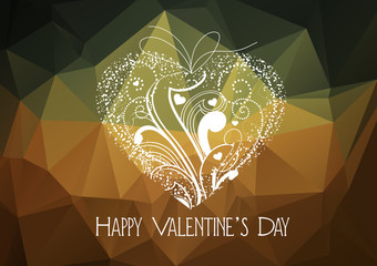 Sticker - Happy Valentine's Day! Typographical background on the retro geometric hearts