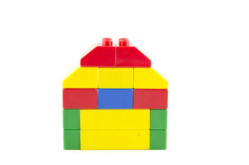 single home icon made from plastic building blocks  isolated on white background