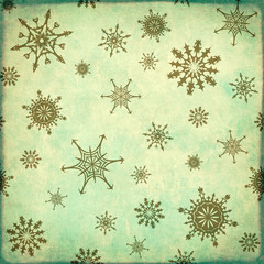 Sticker - Background of old, soiled paper and snowflakes pattern