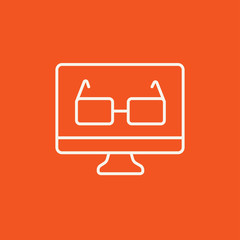 Poster - Glasses on computer monitor line icon.