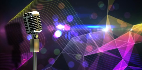 Poster - Composite image of digitally generated retro microphone on stand