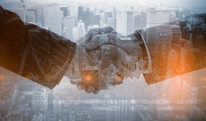 Poster - Composite image of stocks and shares