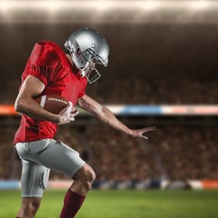 Sticker - Composite image of american football player defending