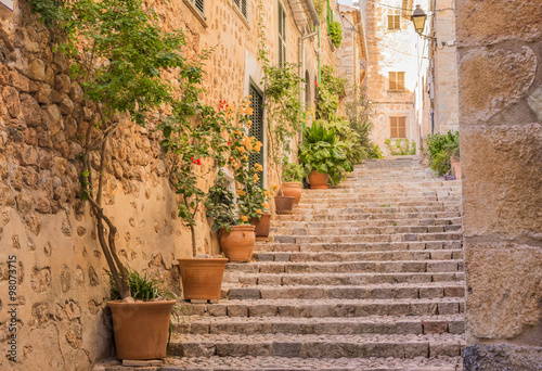 Naklejka - mata magnetyczna na lodówkę Altes Dorf Gasse Treppe Mediterran 