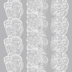 Wall Mural - Set of white lacy vintage elegant trim.