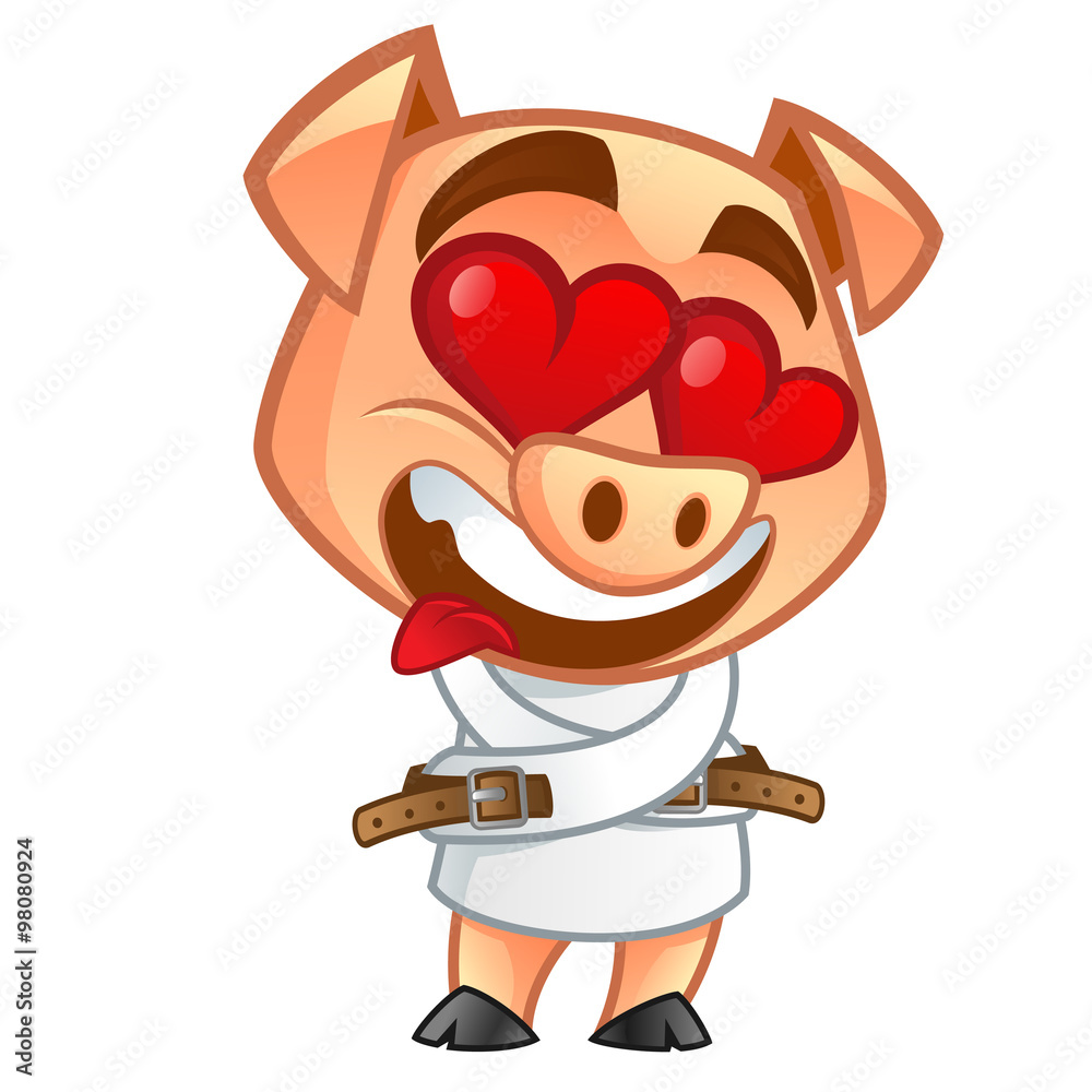 Cerdito loco de amor Stock Vector | Adobe Stock, image size:1000x1000