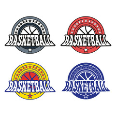 Wall Mural - Basketball Badges with Stars