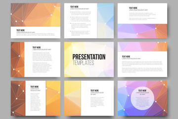 Wall Mural - Set of 9 vector templates for presentation slides. Colorful graphic design, abstract background