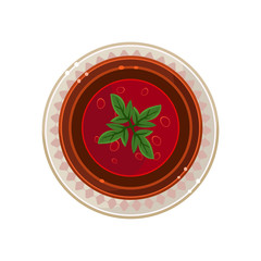 Sticker - Borscht in a Bowl Served Food. Vector Illustration