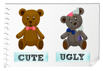 Sticker - Opposite adjectives with cute and ugly