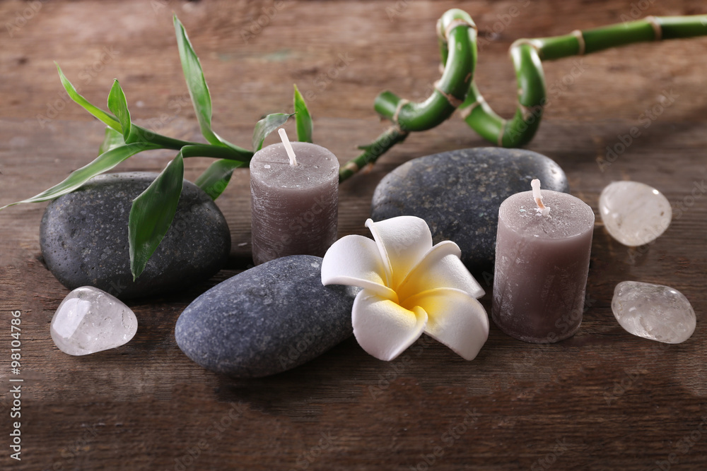 Beautiful spa concept on wooden background
