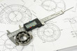 Bearing and caliper on the mechanical engineering drawing