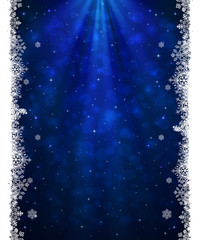 Poster - Christmas blue background with snowflakes