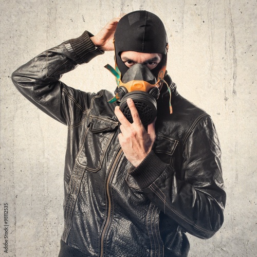 Robber with gas mask - Buy this stock photo and explore similar images ...