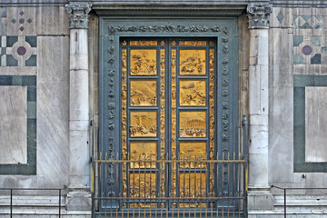 Ghiberti Paradise Baptistery Bronze Door Duomo Cathedral Florence Italy Door cast in the 1400s.