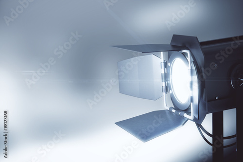 Fotografia, Obraz  Old style movie camera at grey background