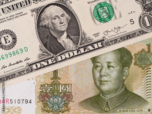 Us Dollar And Chinese Yuan Banknotes Currency Exchange Money Us Dollar And Chinese Yuan Banknotes Currency Exchange Money Closeup