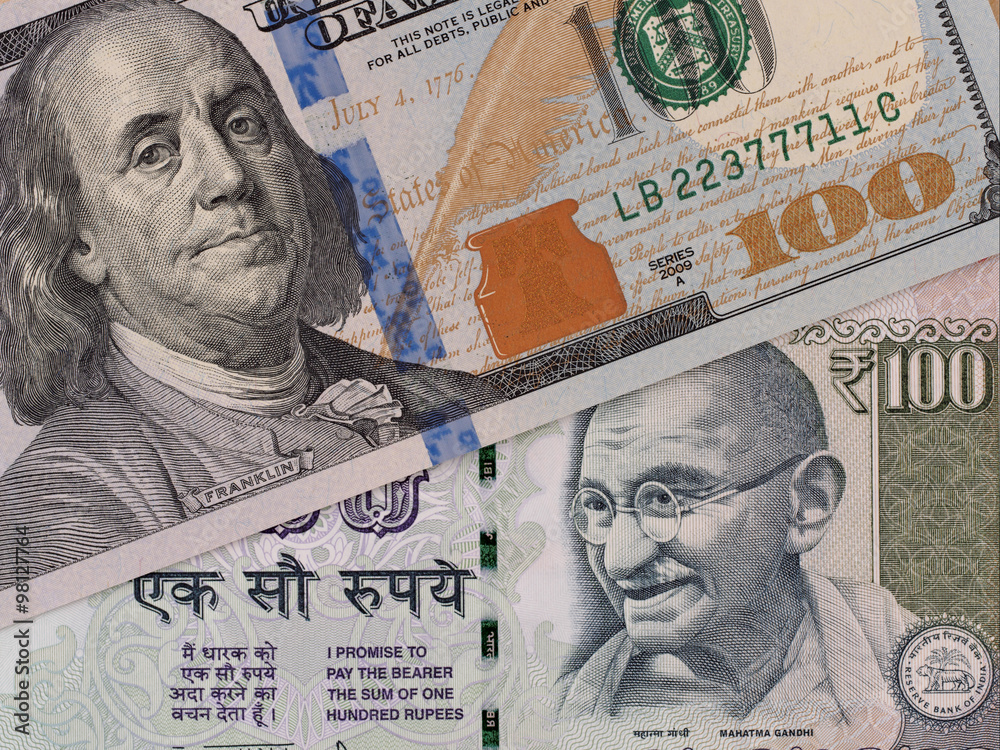 US dollar and indian rupee banknotes currency exchange money closeup Stock Photo Adobe Stock