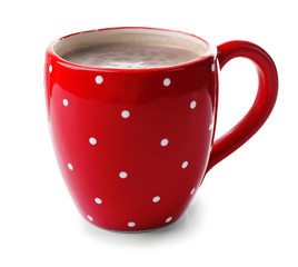 Sticker - Red cup of cacao, isolated on white