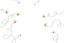 Illustration For Children: Bees Path. Realistic Fantastic Cartoon Style Artwork / Story / Scene / Wallpaper / Background / Card Design.
