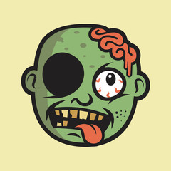 Wall Mural - Crazy Zombie Head