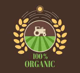 Wall Mural - Natural eco organic product label badge vector icon