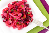 Fototapeta Londyn - Healthy and Diet Food: Salad with Beets, Onions, Carrots - Vinai