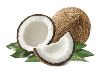 Wall Mural - coconut composition leaves isolated on white background