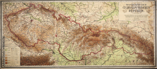 Fotografía old map of czech and slovak republic from 1923