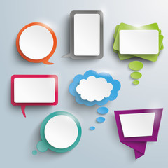 Sticker - 7 colored shiny communication bubbles