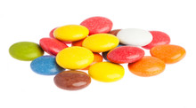 Some Smarties Closeup On A White Background