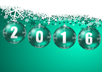 Poster - 2016 new years illustration with christmas balls and snowflakes