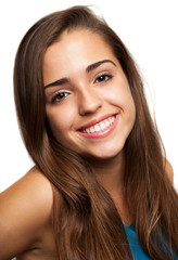 Wall Mural - pretty young woman face on a white background