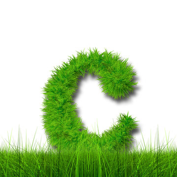 Conceptual green grass 3D font isoalted