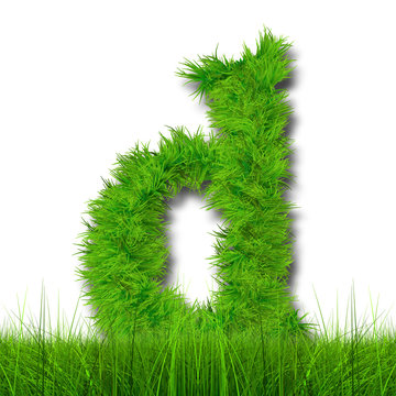 Conceptual green grass 3D font isoalted