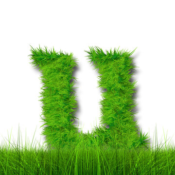 Conceptual green grass 3D font isoalted